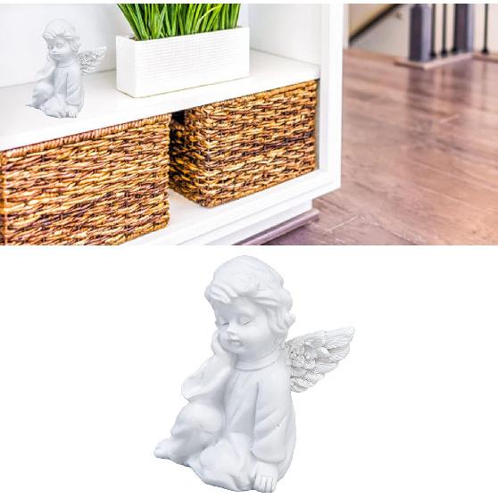Cherub Statue Synthetic Resin Material Lovely Style White Baby Figurines for Party Decorations Decorative Sculpture Ornament Toy(Right)