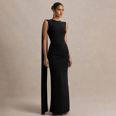 Spring Elegant European and American Women's Evening Gown - Sexy Backless Long Skirt with Flowing Ribbon
