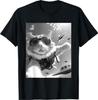 Lustiges Fallschirmspringer-Katzen-Selfie mit Alien-UFOs T-Shirt