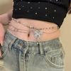 Y2k Butterfly Waist Chain for Women Multilayer Pearl Tassel Metal Crystal Body Belly Chains Summer Beach Party Jewelry Gifts