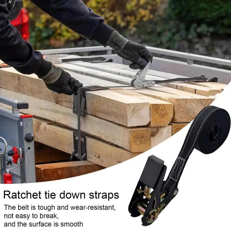 Heavy Duty Ratchet Car Tie down Straps with Ratchet 1760lb Break Strength Reinforced Tire Strap Tie Downs for Secure Cargo Trans