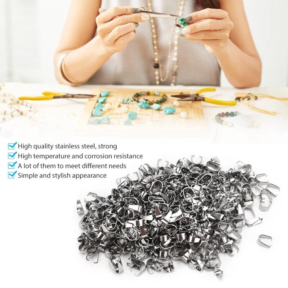 500pcs Exquisite Pinch Clips Stainless Steel Pendant Clasps Pendant Connectors  Craft Making