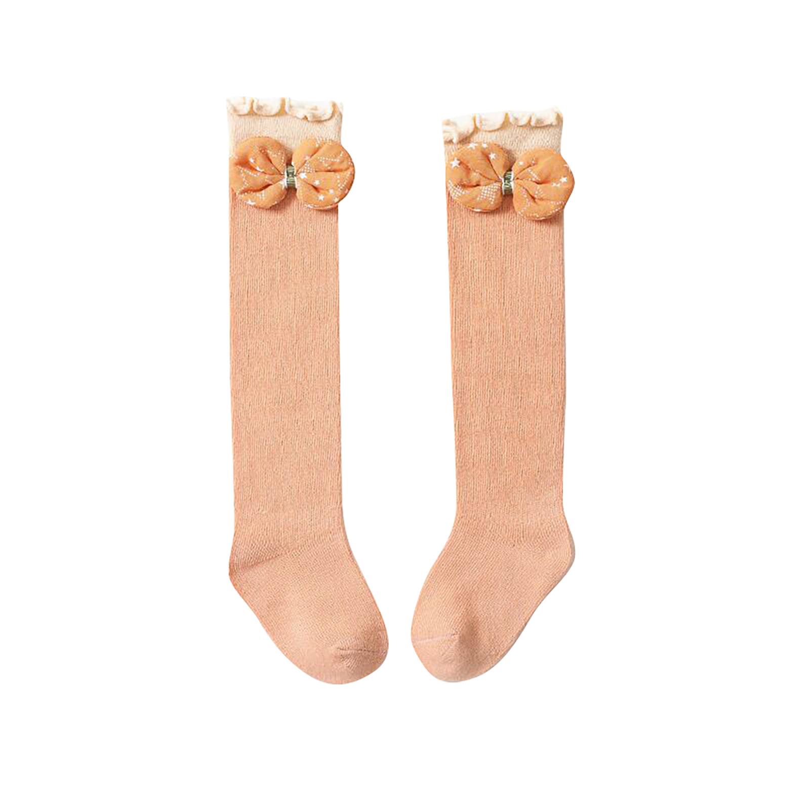 

Детские чулки Носки для маленьких девочек с бантом Чулки для новорожденных S оранжевый