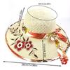 Foldable Flower Embroidery Hat Wide Brim Panama Hat New Straw Beach Cap  Outdoor Casual