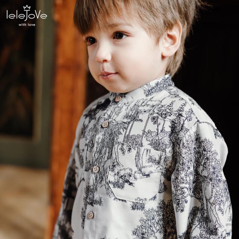 LELE JOVE Kinder Palastbluse mit nordischem Waldprint