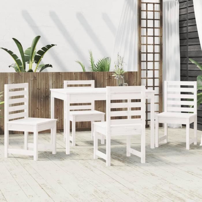 VidaXL Ensemble à dîner de jardin 5 pcs blanc bois massif de pin 3154684