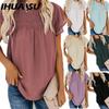 Women's Fashion Casual Solid Color Print Short Sleeve O Neck Blouses & Shirts