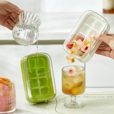 Multi-Function 8 Grid Ice Cube Mold Easy Release Reusable Ice Molds Storage Box Pressing With Lid Ice Cube Maker Household Use
