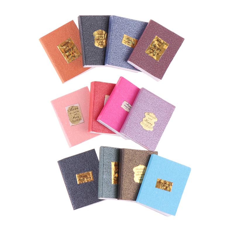 12Pcs/Conjunto 1:12 Modelo de livro em miniatura para casa de bonecas Caderno Decoração para estudo de casa de bonecas