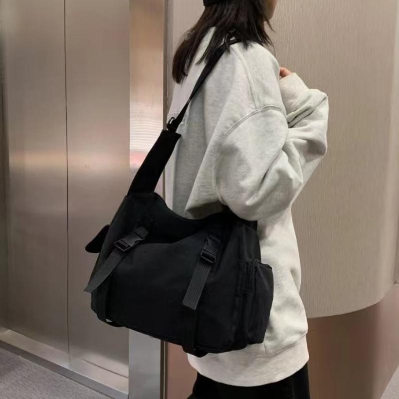 Japanese Harajuku Messenger Bag Unisex Canvas Crossbody Bags Student Multiple Pockets Large Capacity Handbags Shoulder Bag