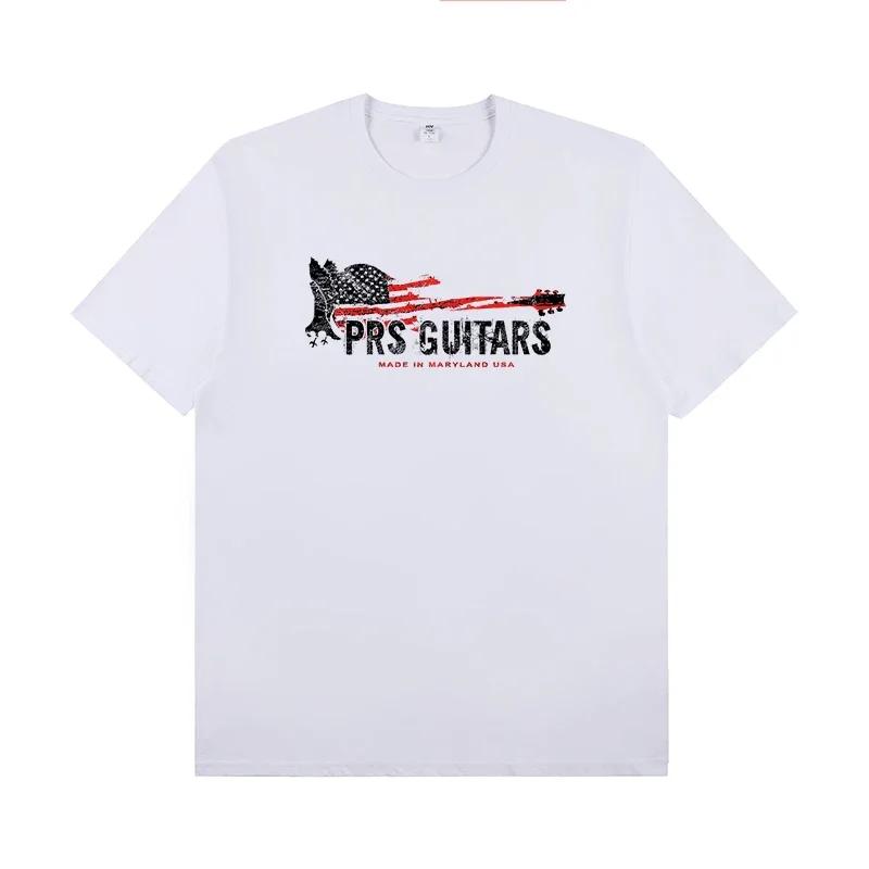 PRS Electric Guitar Peripheral Pattern Round Neck Rock T-shirt Short Sleeve Band Lead Singer Guitarist Practice T-shirt Tops