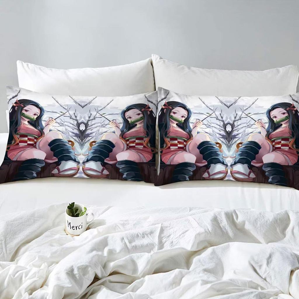 Anime Girl Three-Piece Quilt Cover 3D Digital Printing Bedding Set Bed Cover