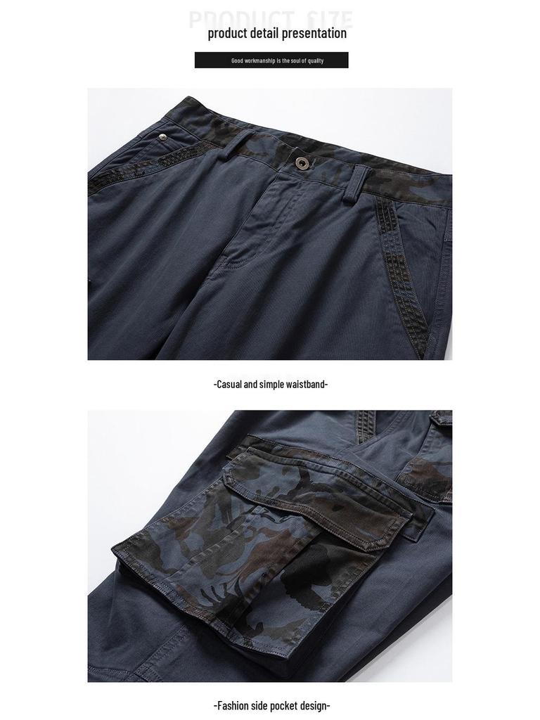 Men's Camouflage Multi-Pocket Elastic Cuff Overalls W9032