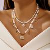 Boho Multilayer Shell Starfish Pendant Necklace Handmade Imitation Pearl Beaded Choker for Women Beach Party Jewelry Gift