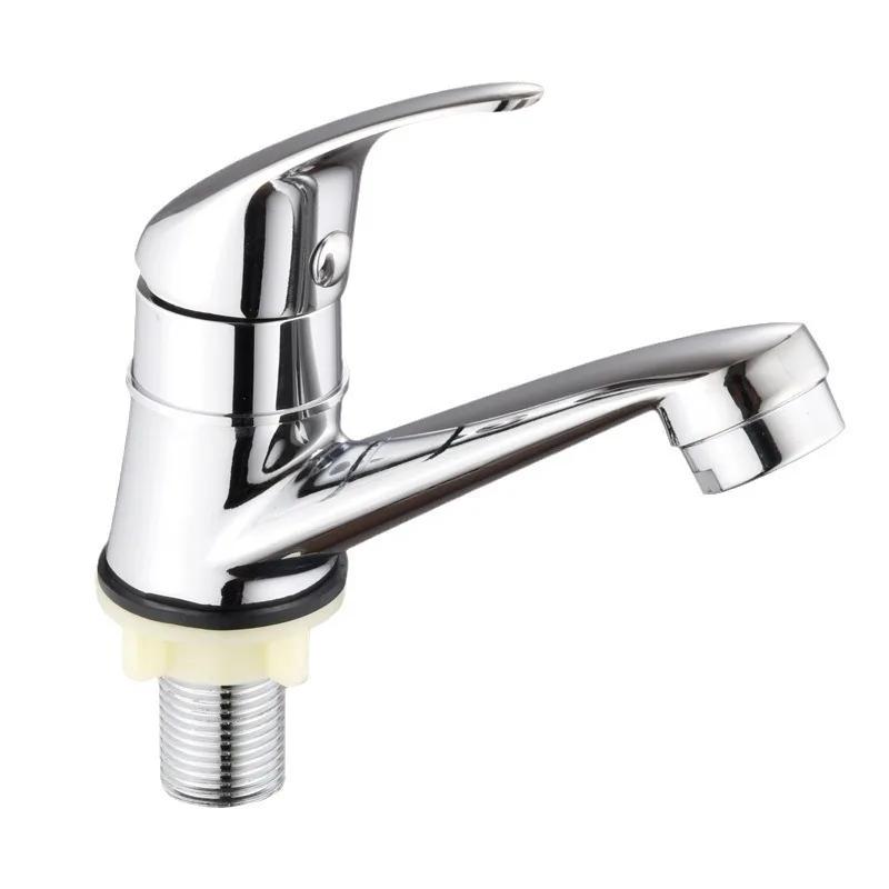 Bathroom Faucets WashBasin Faucet Single Cold Water Tap Chrome Single Handle Single Hole Household Faucet Deck Mounted