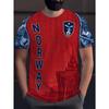 Norwegen Fjord Fußballtrikot Herren Lässig Grafikdruck Kurzarm T-Shirt