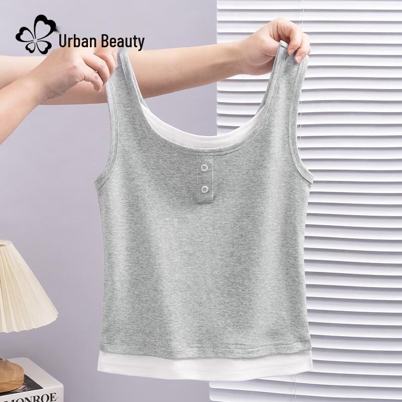 Women s Faux Two-Piece Sleeveless Vest Top S