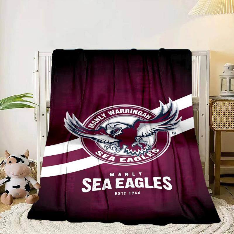 Manly Sea Eagles Crest Portable Blanket/Soft Blanket Bedding Blanket Suitable for Travel Camping Living Rooms Offices Sofas Fan Gifts