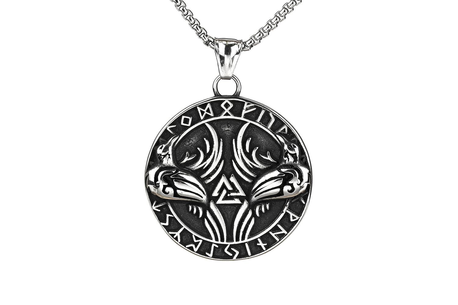 

Nordic Style Men s Stainless Steel Raven Pendant Necklace
