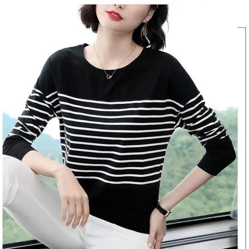 Women S Long Sleeve Striped T Shirt Loose Plus Size Casual Top
