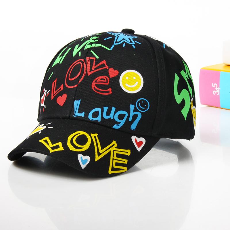 Fashion cotton Graffiti boy girl Baseball caps Children Printed snapback hat Kids Popular hip hop hat Cap hot sell