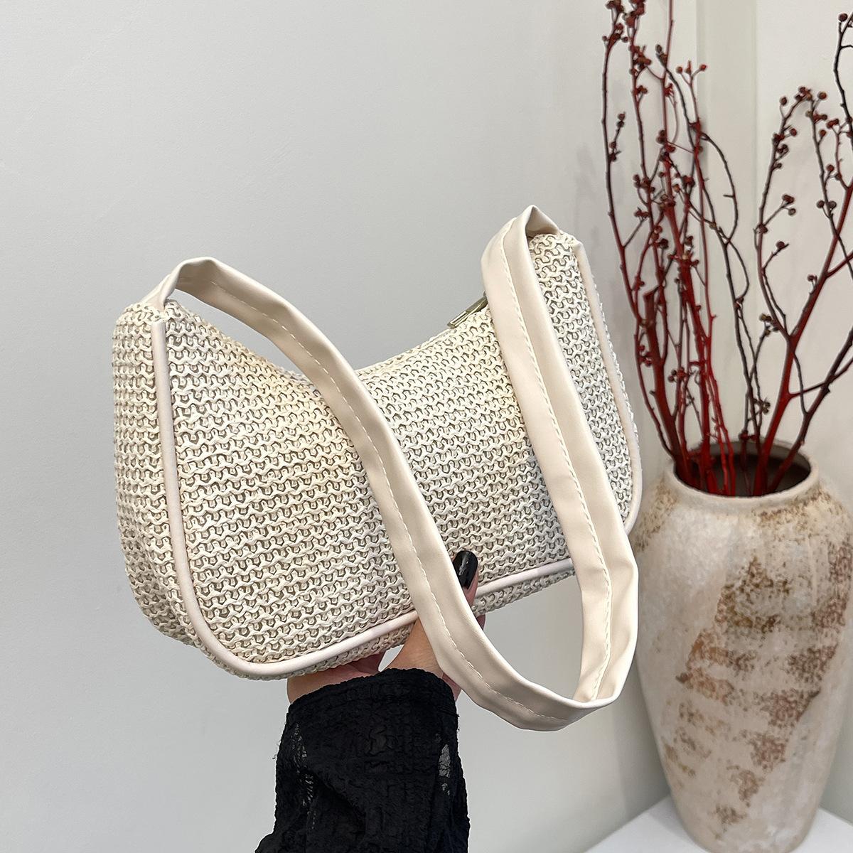 

2025 new temperament handbag women s bag simple solid color nylon woven bag fashion temperament bag белый