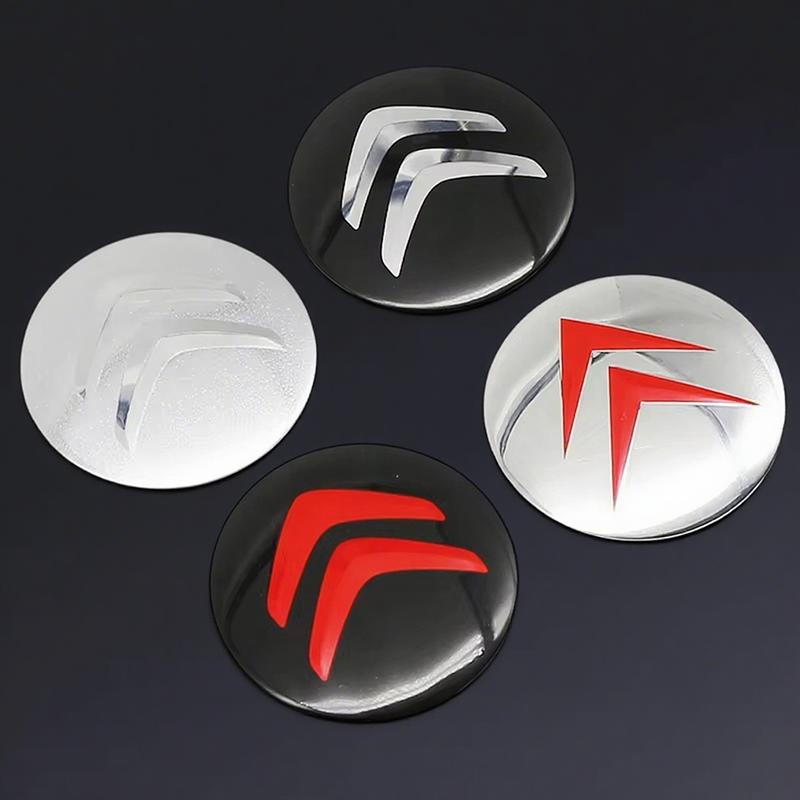CITROËN 56mm Wheel Center Caps Stickers 3D Alloy Logo Emblem Badge Hub Decal for C3 C4 C5 C6 Berlingo Picasso (Set of 4 Pcs)