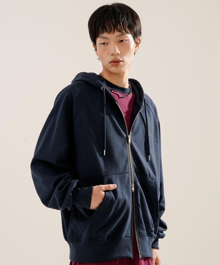 Jemut Luna Raglan Balloon Zip-Up Hoodie Navy Kjhd2613