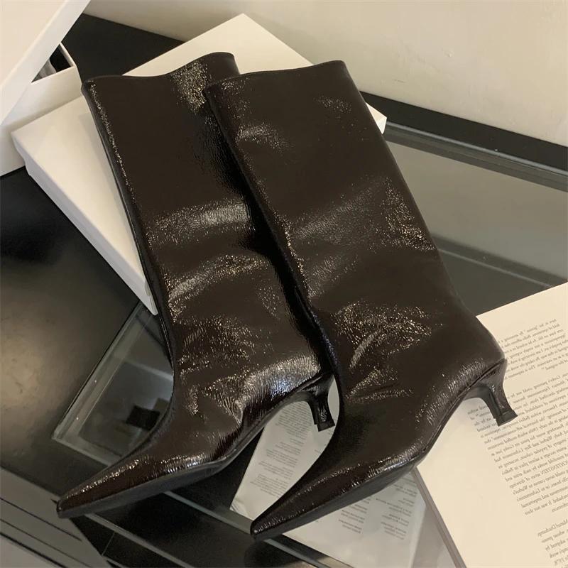 Eilyken Autumn Winter Street Style Thin Low Heels Women Knee-High Boots Sexy Pointed Toe Casual Party Shoes Long Botas Mujer