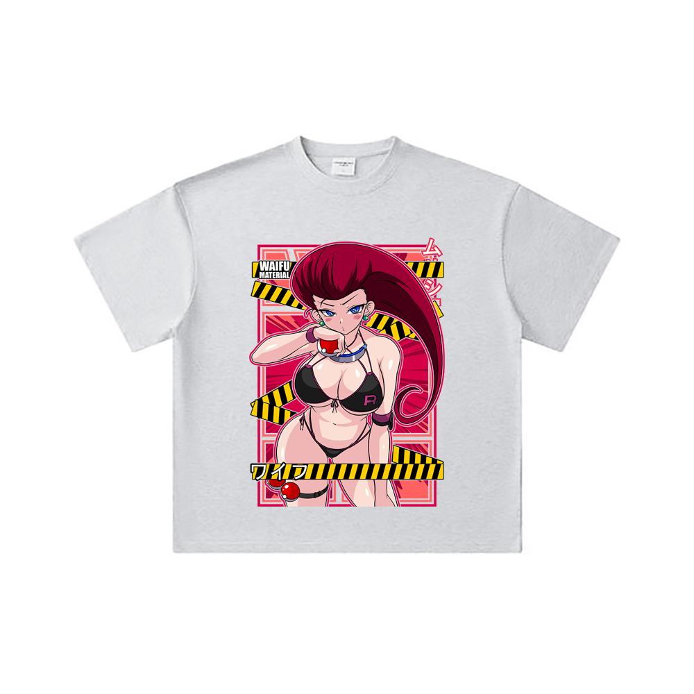 260 GSM Double Yarn 32 Count 100% Cotton Pokemon V14 Jessie Waifu Print Unisex Heavy Cotton T Shirt