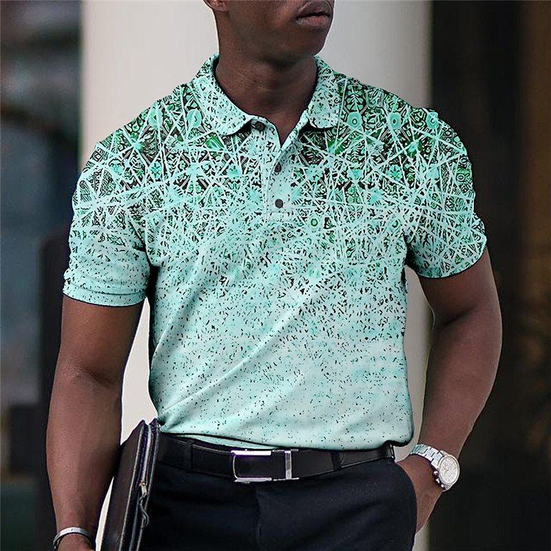 Men Polo Shirt Short Sleeve 3d Print Tops Fashion Polyester Breathable Comfortable Polos Shirts
