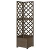 VidaXL Fir Wood Corner Planter with Trellis Flower Box Plant Pot Garden Balcony Terrace Patio Outdoor Grey 316412