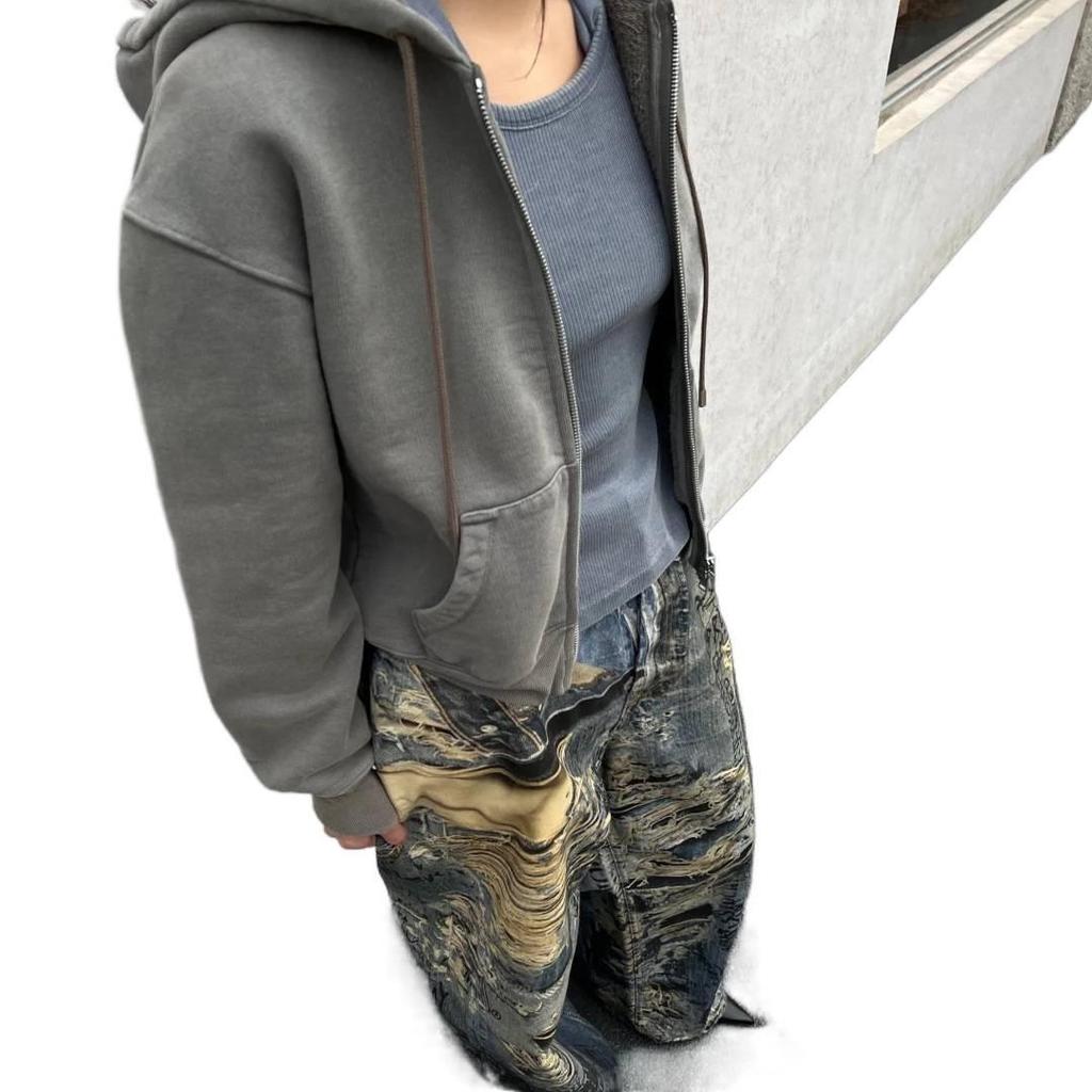 2025 High Street Distressed Handbemalte Graffiti Weitbeinige Jeans für Damen - 3D-Druck, Gewaschen, Frühling Stil