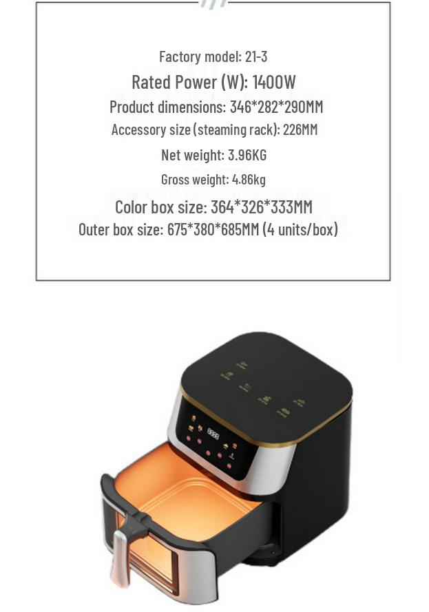 Large Capacity Stainless Steel Multifunctional Air Fryer with Smart Pressure Technology