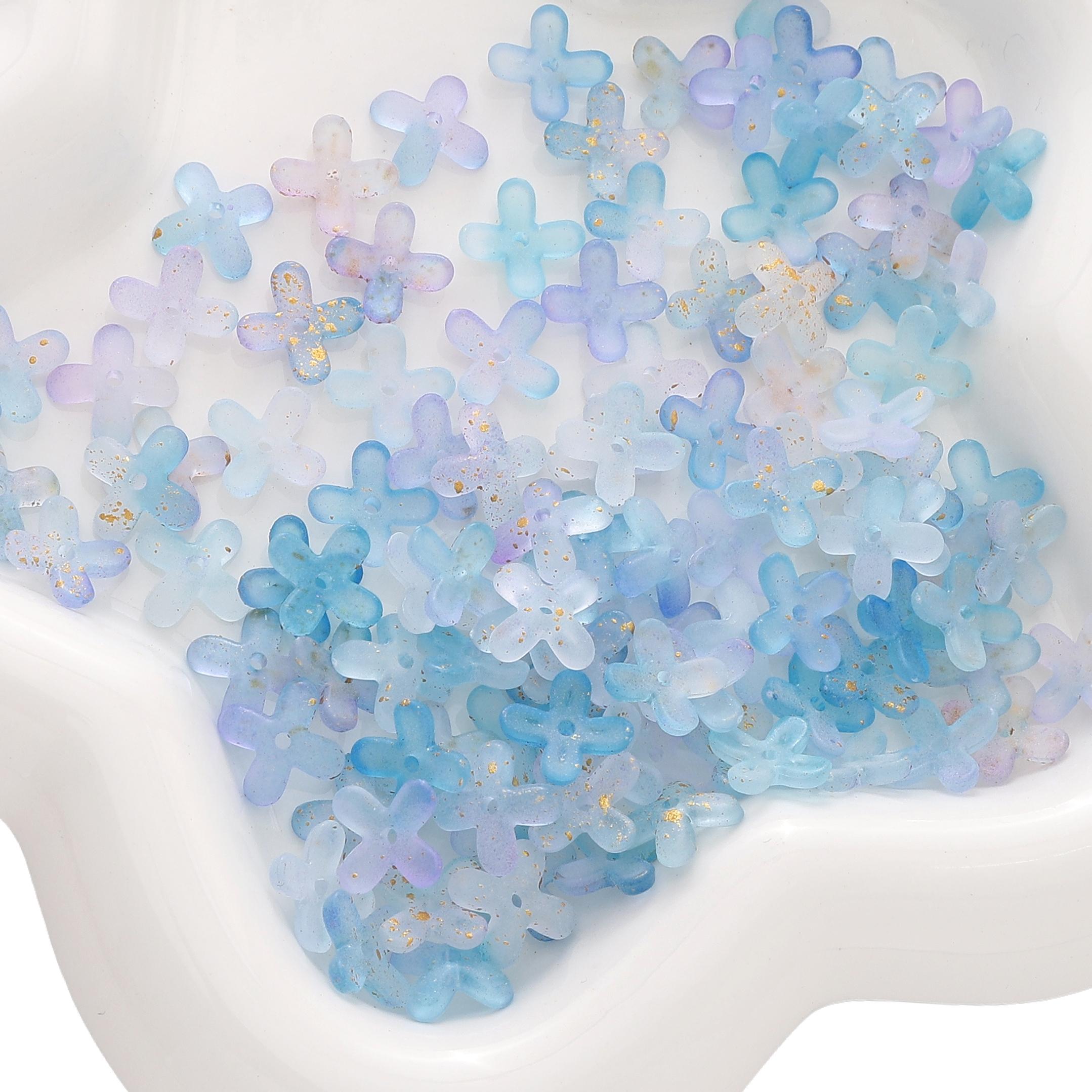 

Акриловые точки, золотые бусины, четырехлепестковые, с интервалом в виде цветка, разбросанные бусины для самостоятельного изготовления браслетов, ожерелий и ювелирных изделий небесно-голубой