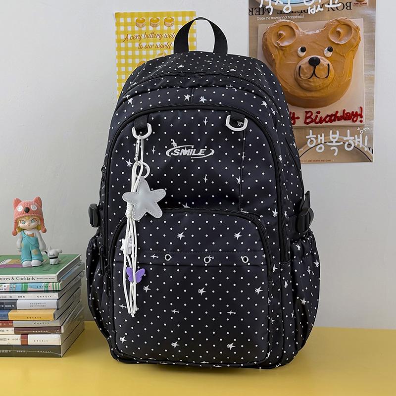 School bag new INS style star backpack, cute large-capacity backpack for girls, middle and high school students, casual travel backpack