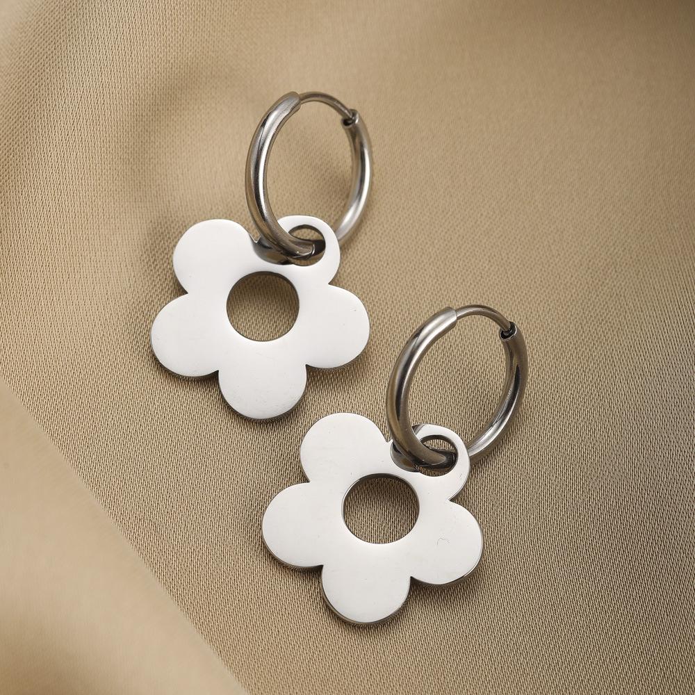 

Цветочные Минималистичные Роскошные Серьги из Нержавеющей Стали Романтический Стиль Лето серебряный