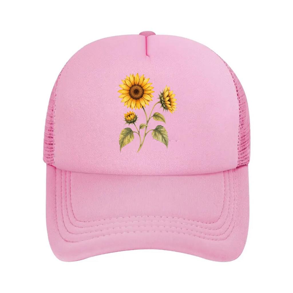Vintage Wildflower Sun Blossom Botan Mesh Baseball Cap Polyester Forward Observations Hat Adjustable Golf Hat Summer