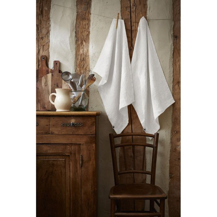 Lot de 2 essuie-mains "Soline" 50 x 70 cm Lin lavé - Soline Craie