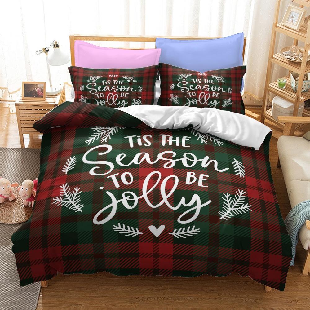 Christmas Series Bedding Three-Piece Home Textile Kit Digital Printing Production