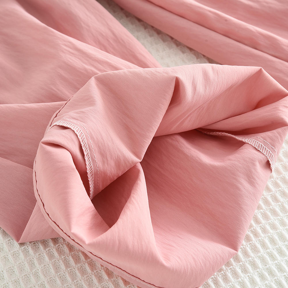 Girls Summer Fresh Sweet Casual Suit Short Sleeved Top+solid Wide Leg Pants Two-piece Set