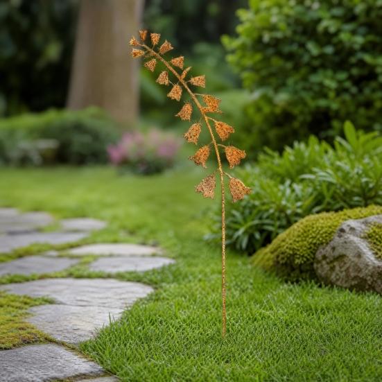 Rusty Flowers Garden Stake, Distressed Metal Flower Yard Art Stake, Retro 2D Flowers Decoration for Yard Lawn Flower Bed