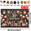 2D Luxury 30th Birthday Backdrop, Rose Gold Balloons & Champagne Decor Banner