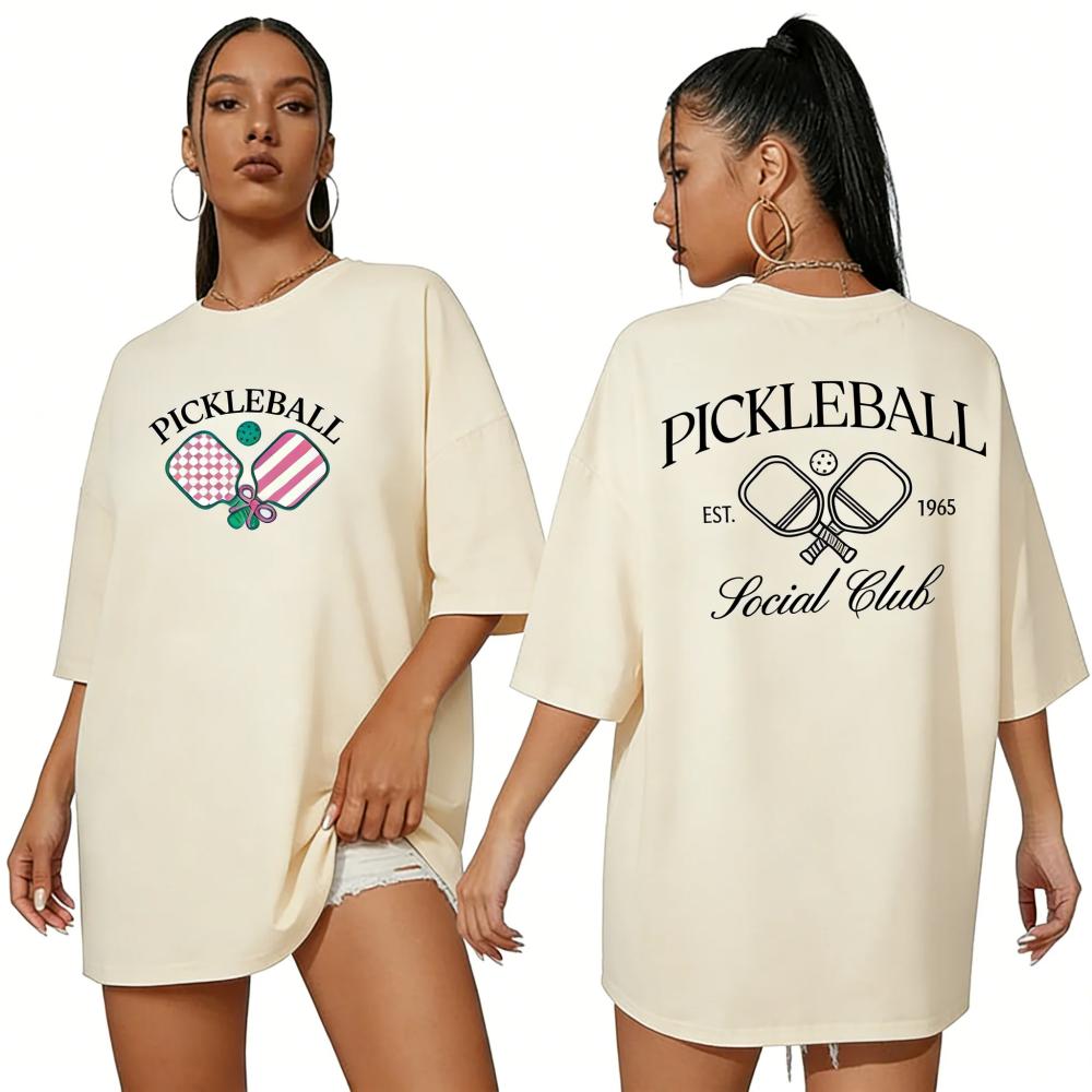 New Pickle Ball Shirt Women's Fun Extra Large Pickle Team Pattern T-shirt Baseball Fan T-shirt N Short Sleeve Family Outfit Top