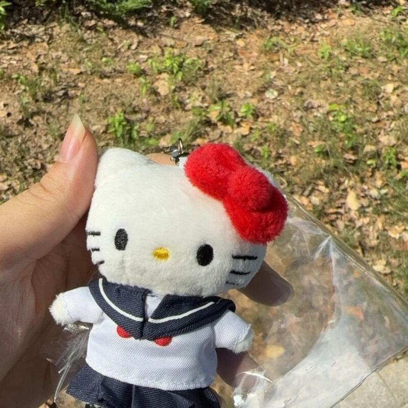 Japan Sanrio Me Collaboration Hello Kitty Uniform Plush Doll Cute Bag Pendant Decoration Keychain Ornament Gift for Friends