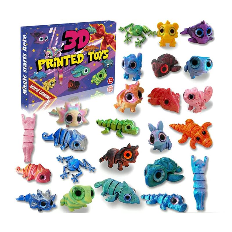 3D Printed Animals Toys, Mini Figures Cool Stuff Desk Pet, Christmas Advent Calendar For Kids, Birthday Gift For Boys And Girls, Party Favors