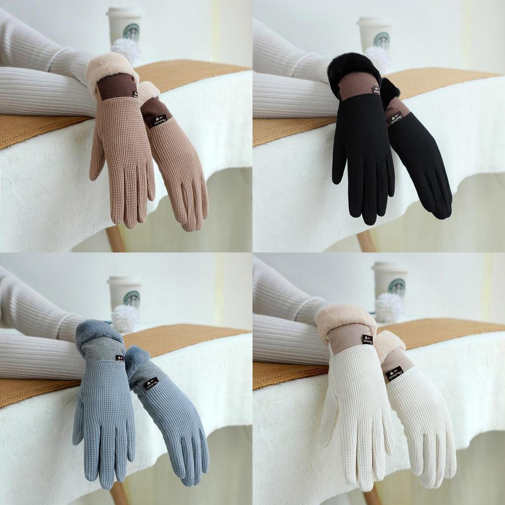 Snowflake Flannel Warm Gloves For Women With Touchscreen Functionality For Commuting