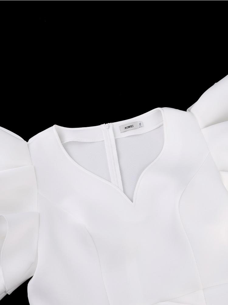 Elegante Damen Bodycon Kleider V-Ausschnitt Kurze Schmetterlingsärmel Patchwork Peplum Hohe Taille Kirche Party Veranstaltungen Anlässe