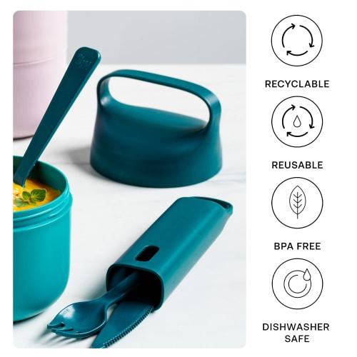 Hip with Purpose Cutlery Set with Case I Portable, Reusable and Durable Utensil Set for Lunchbox | Made from Ocean Bound Plastic | Includes Knife, For