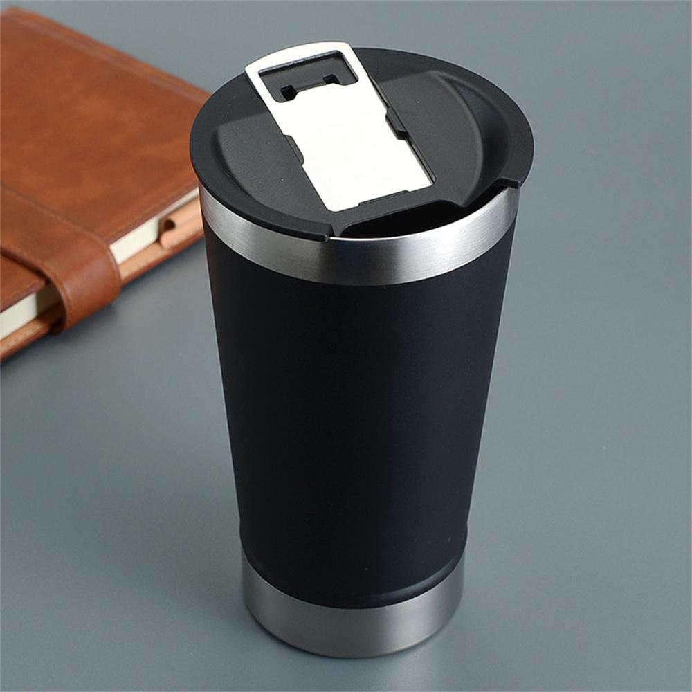 473ml Beer Mug Thermal Cup With Bottle Opener Hot Cold Beer Mug 304 Stainless Steel Thermos Travel Vacuum Flask Insulated Cup